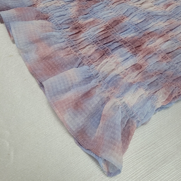 1X Purple Watercolor Long Sleeve Smocked Bodice Top by Future Collective's - Picture 5 of 16